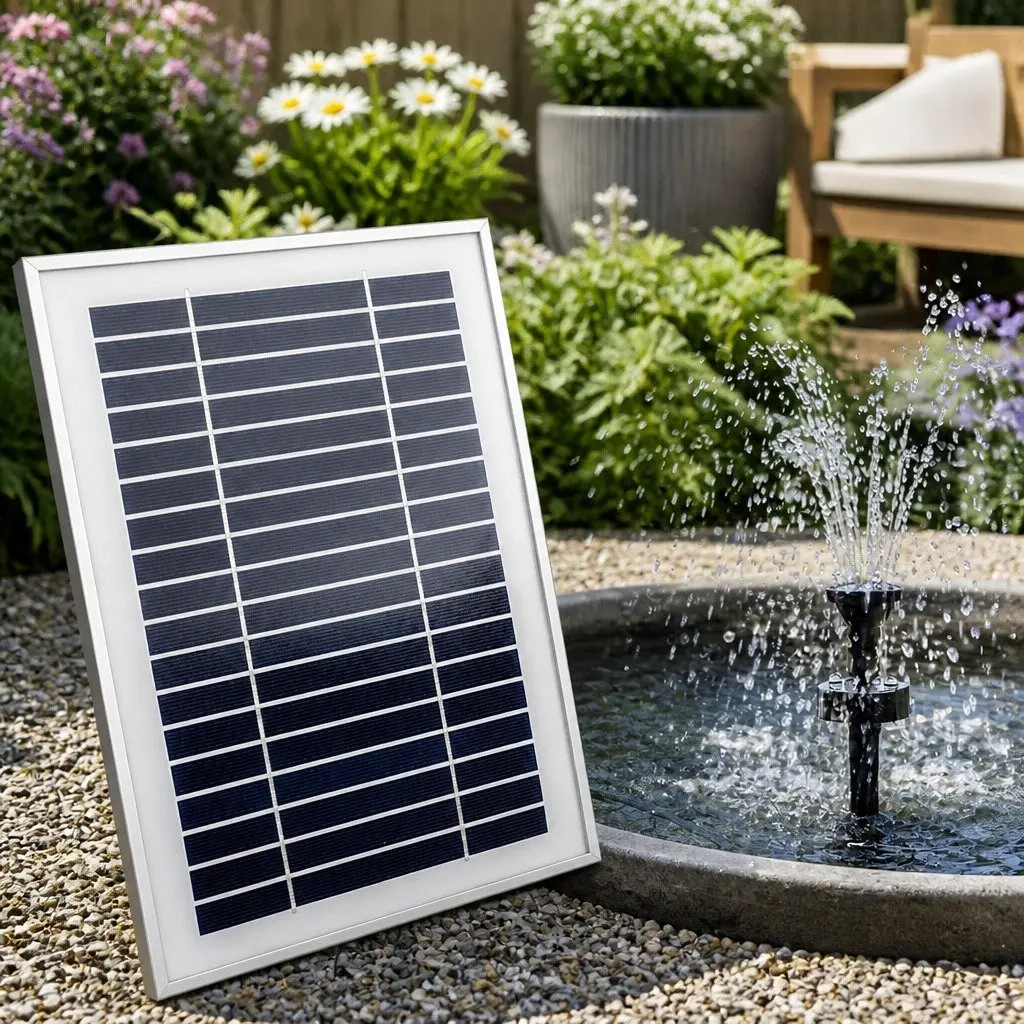 Solar Pond Pump Submersible Fountain with Battery Kit LED Lights 5m Cable