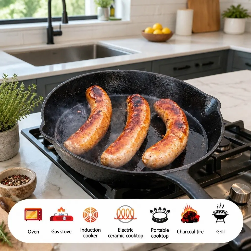 Cast Iron Frying Pan Set Non Stick 3 Piece Classic Construction