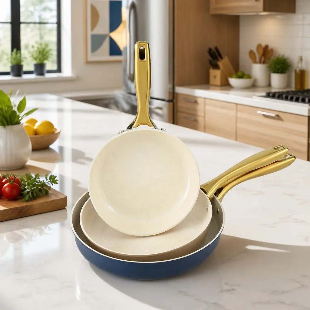 Frying Pan Set Ceramic Non-Stick 3 Piece Multi Colour 21cm 25cm 29cm