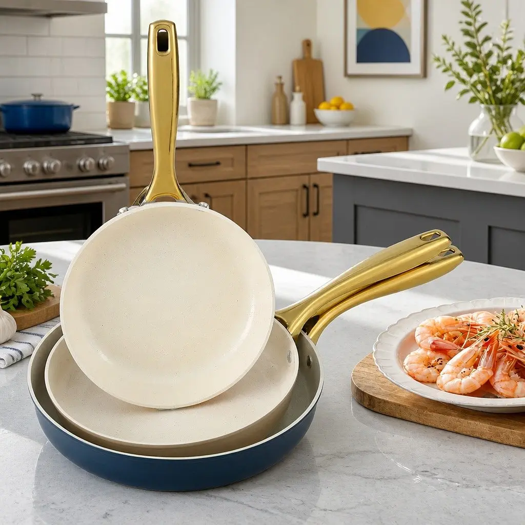 Frying Pan Set Ceramic Non-Stick 3 Piece Multi Colour 21cm 25cm 29cm