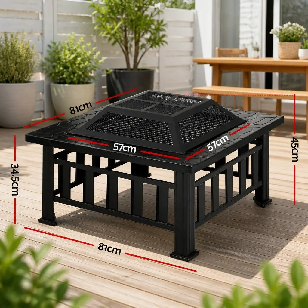 2in1outdoortableblacksteelfirepitbbqgrillheatresistant81x81x45cm