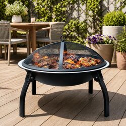 Join Outdoor Fun with This 22" Portable Fire Pit BBQ Smoker