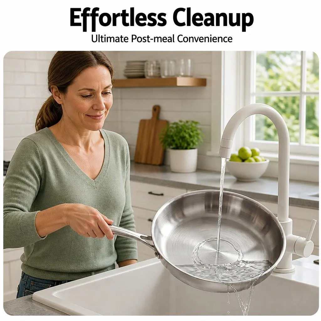 Stainless Steel Frying Pan Tri-Ply Uncoated 30cm Silver