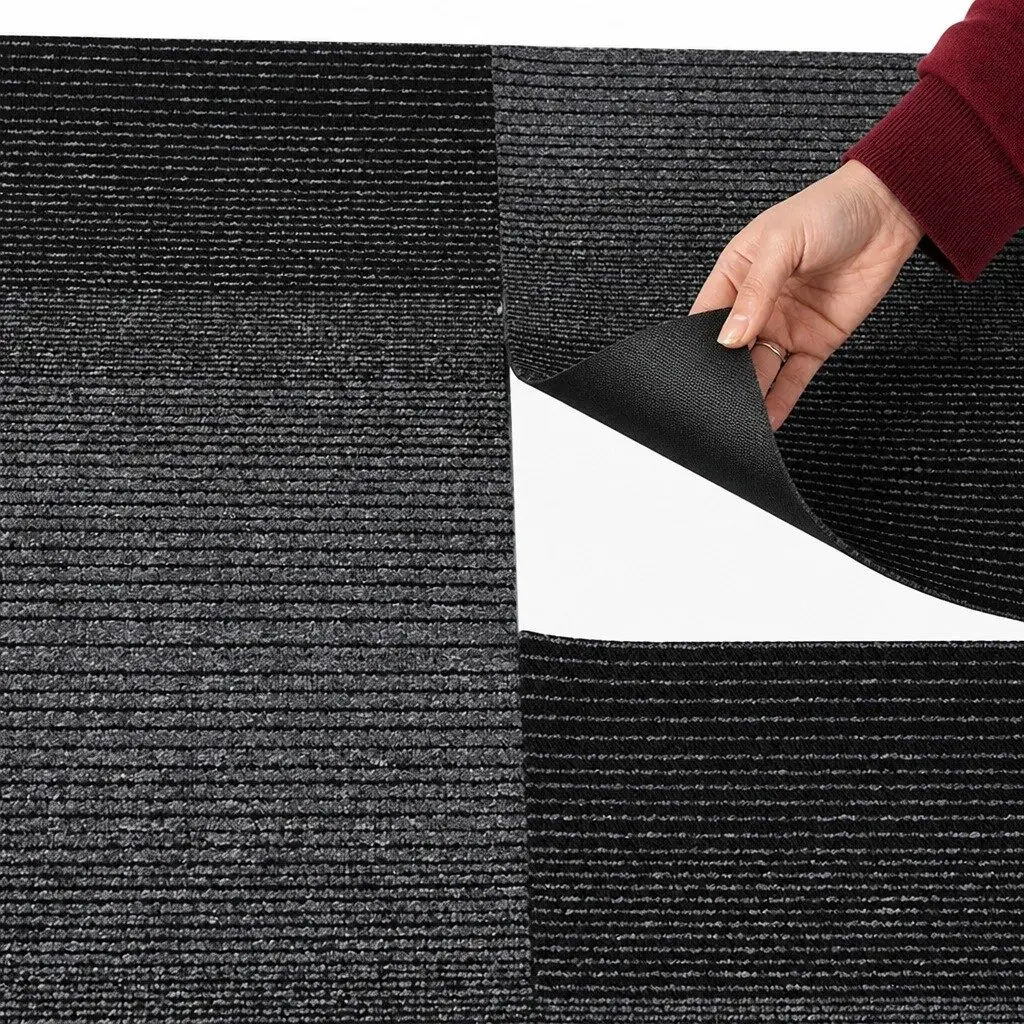 Carpet Tiles 5m2 Box 20 Pieces 50x50cm Commercial Grade Black Heavy Duty
