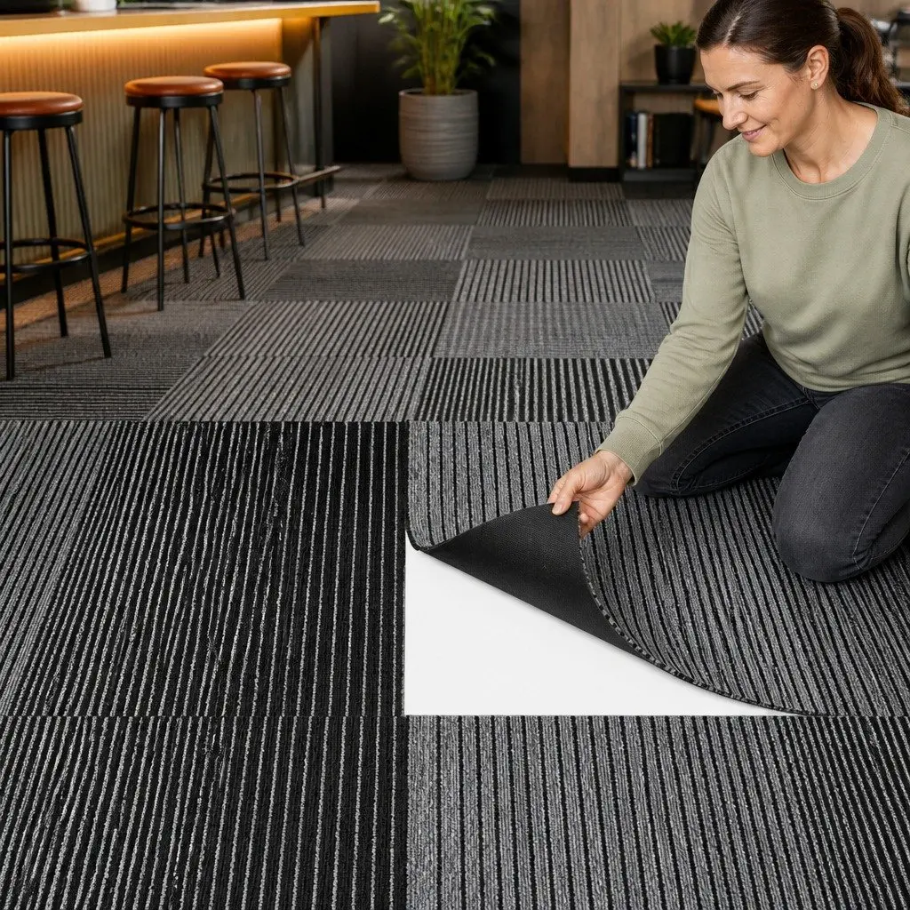 Carpet Tiles 5m2 Box 20 Pieces 50x50cm Commercial Grade Modular Flooring