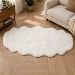 Fluffy Area Rug Cloud Soft Floor Mat Living Room Bedroom Lounge 60x160cm White