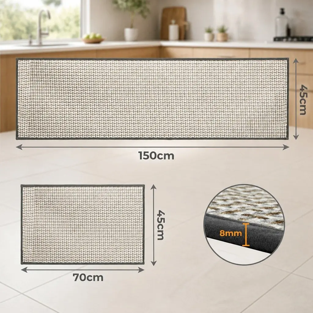 Kitchen Rug Non Slip Absorbent Mat 2 Piece Grey