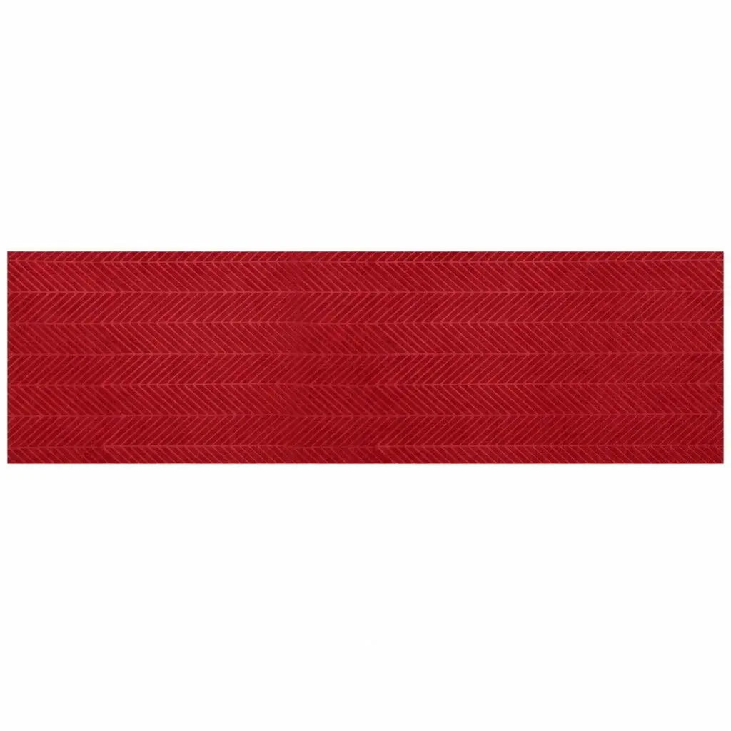 Floor Rug Anti Slip Non Slip 90cm x 305cm Tire Tread Design Red Mat