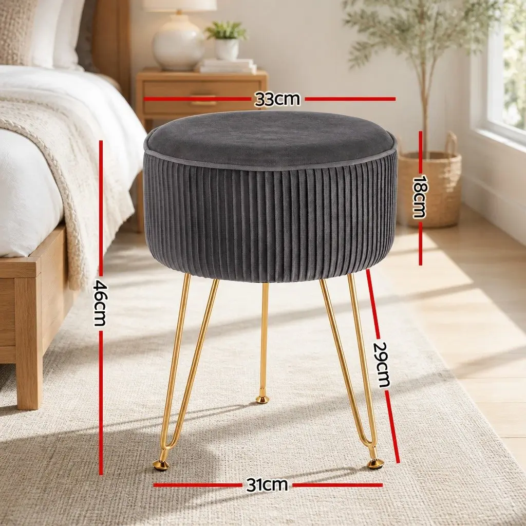Round Velvet Footstool