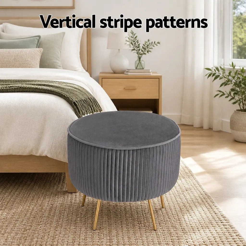 Round Velvet Footstool