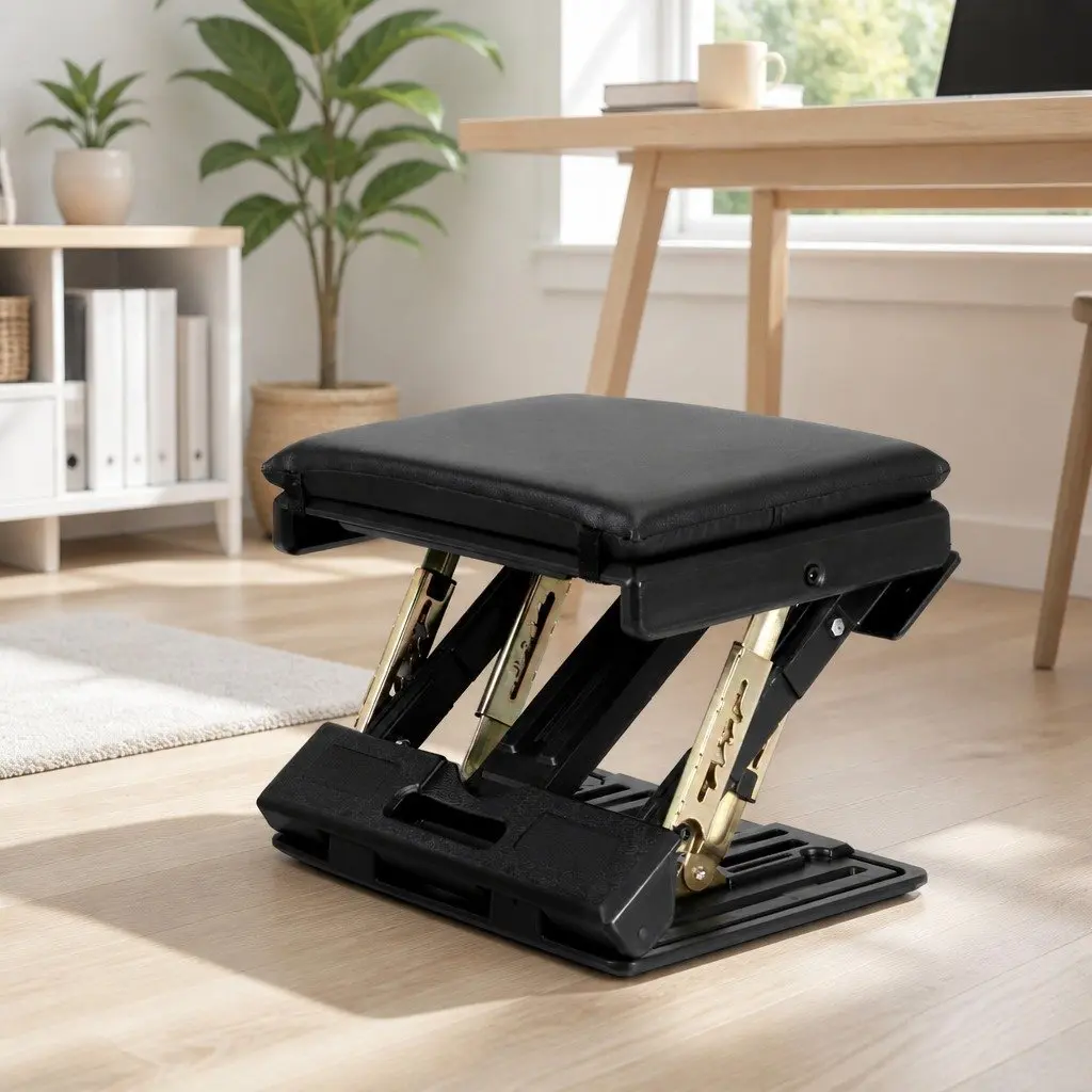 Foot Rest Stool Under Desk Office Footrest Massage Cushion Pad Adjustable Black