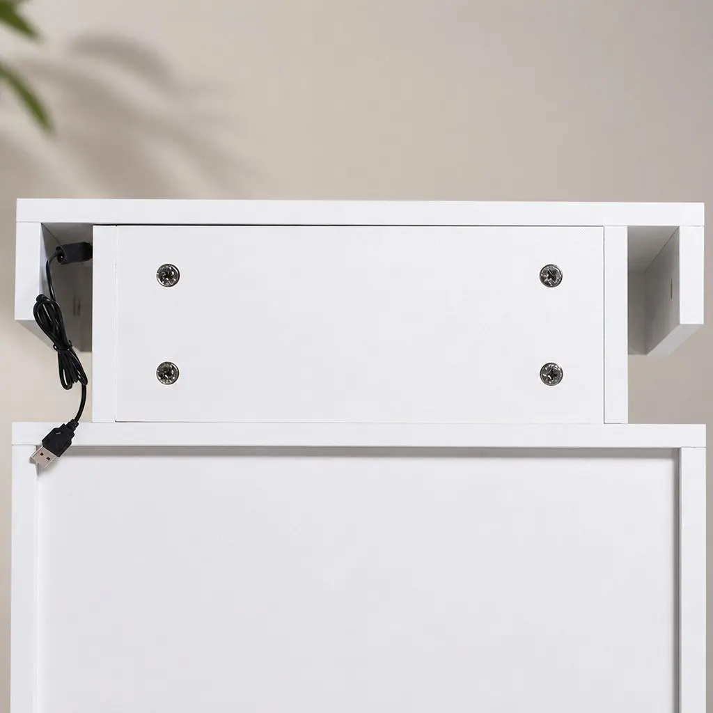 Bedside Table RGB LED White Storage Drawers Lift-Top Compartment 45cm L x 35cm W x 52cm H