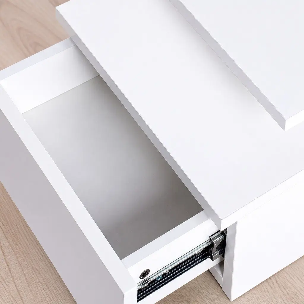 Wall Mounted Bedside Tables with LED Light Modern Side Table Storage White