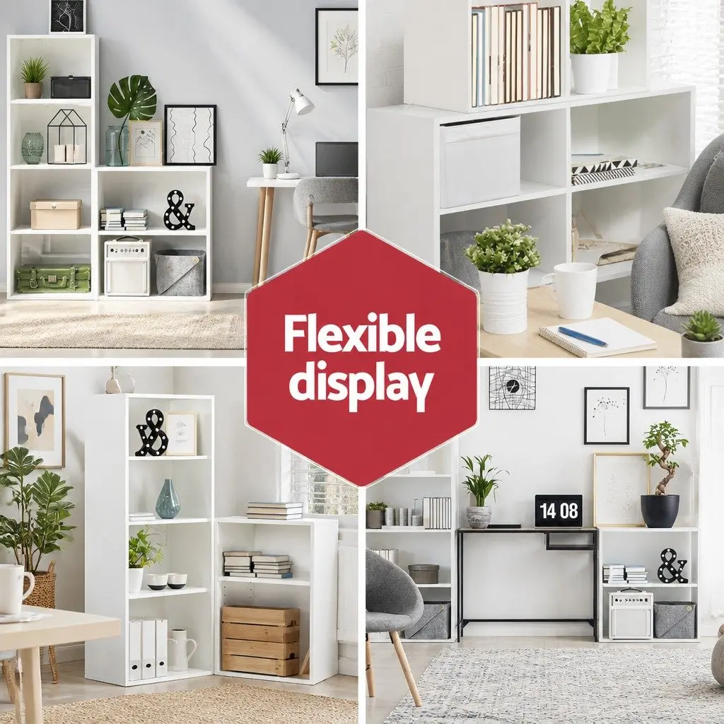 3-Piece Cube Bookshelf White Adjustable Shelves DIY Modular Storage Cabinet Set