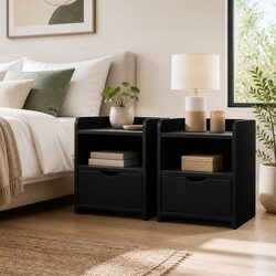 Chic Black Nightstand with Drawer for Your Room