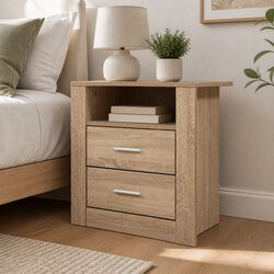 Functional and Stylish Oak Bedside Table with Storage