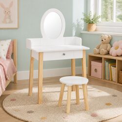 Charming Kids Vanity Table and Matching Stool Set