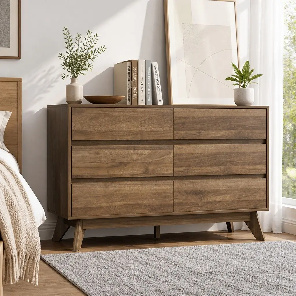 Walnut Six Drawer Chest for Organization