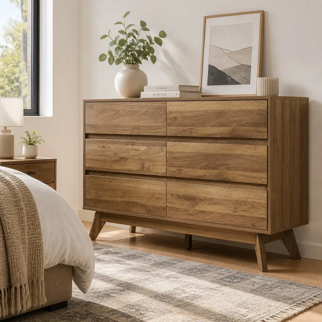 Walnut Six Drawer Chest for Organization