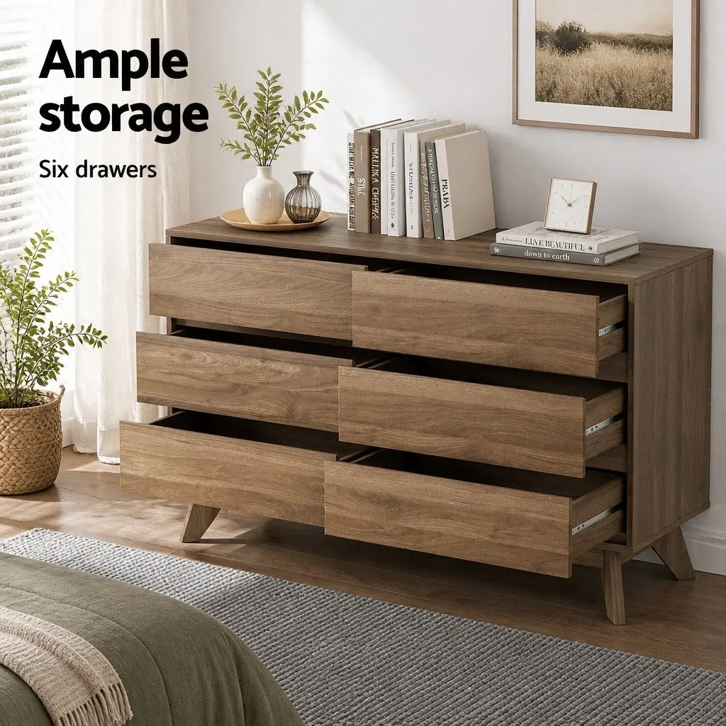Walnut Six Drawer Chest for Organization