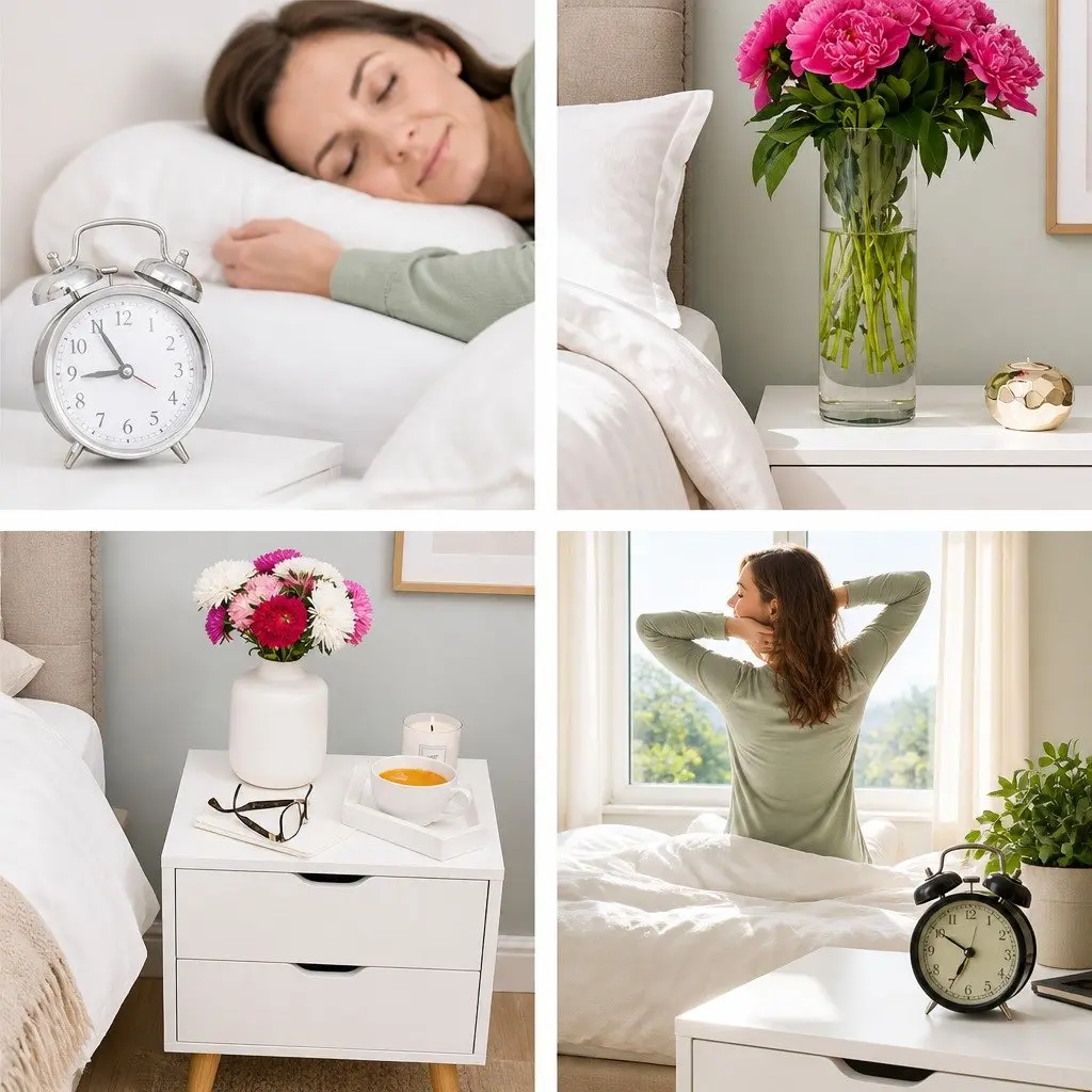 Bedside Table Modern White 2 Drawers Splayed Legs 40cm W x 30cm D x 50cm H