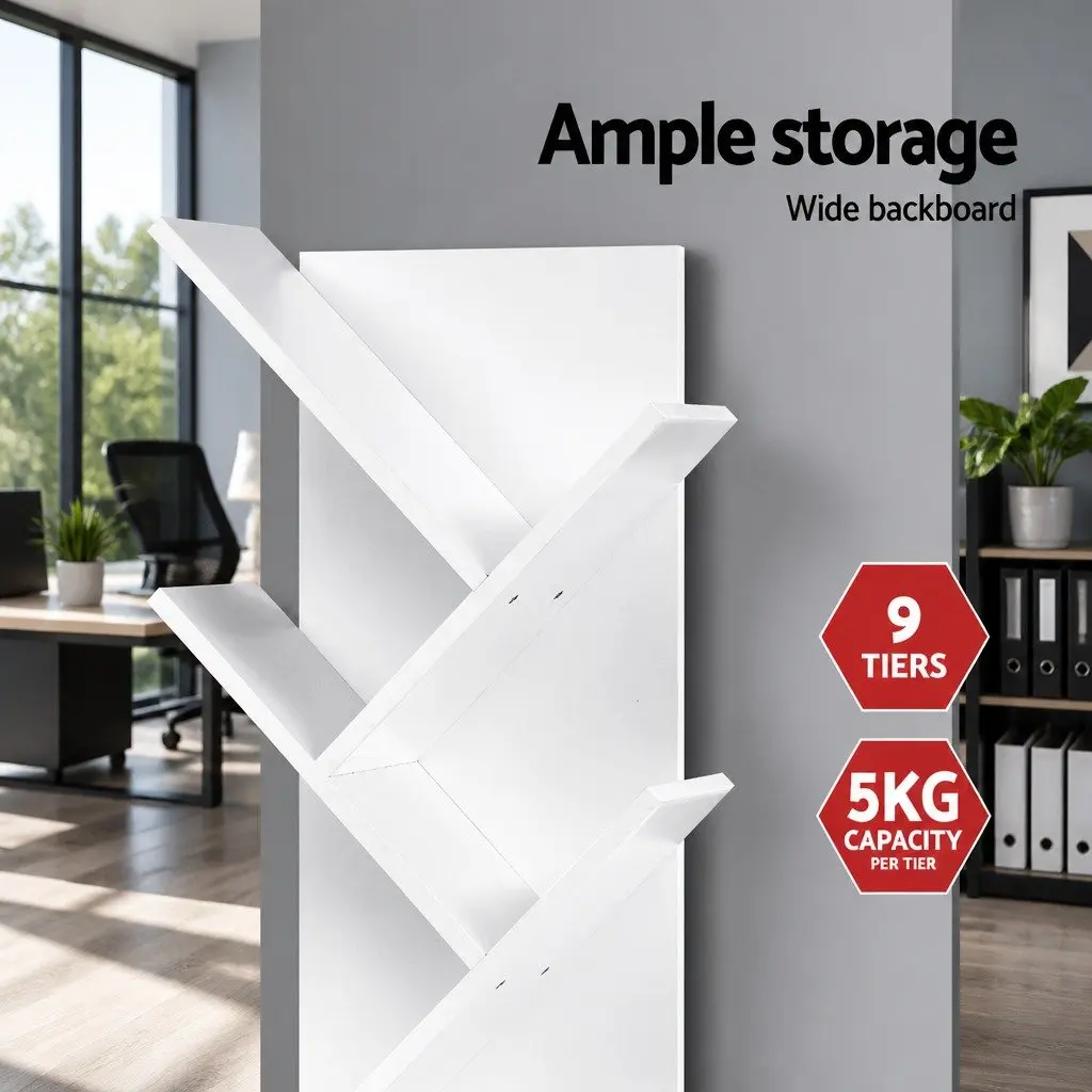 9-Tier Tree Bookshelf in White