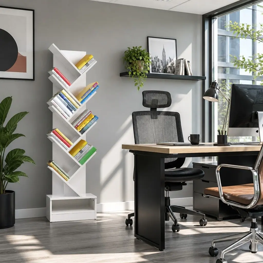 9-Tier Tree Bookshelf in White