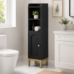 Bathroom Storage Cabinet Floor Organizer Toilet Corner Adjustable Shelf Black