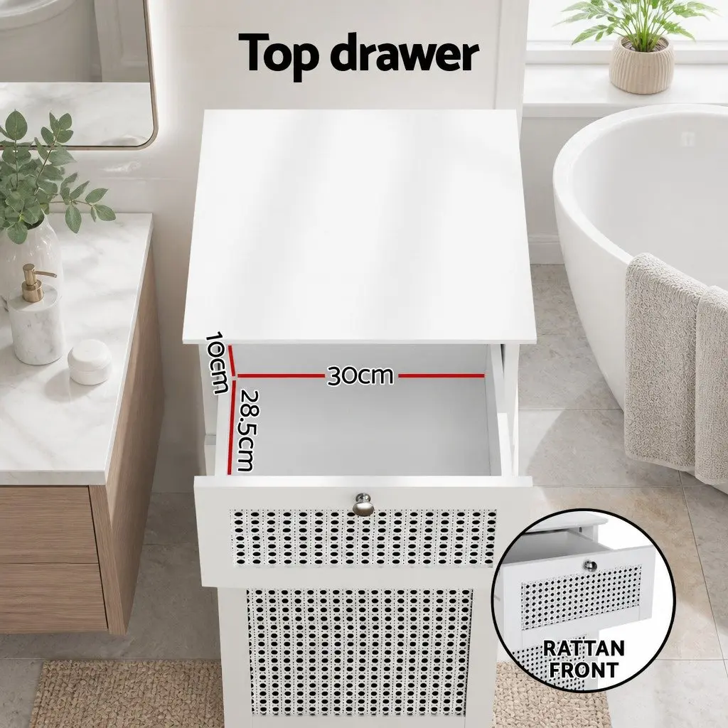 Laundry Hamper Cabinet Tilt-Out Storage White 40cm x 41cm x 90cm