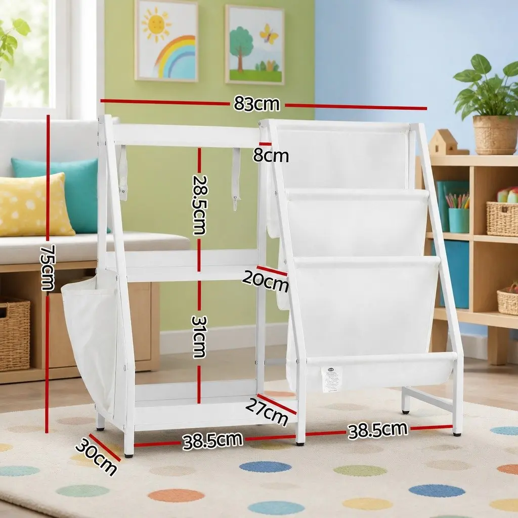 Kids Bookshelf 3-Tier White Toy Storage Organizer Rack Display Bookcase