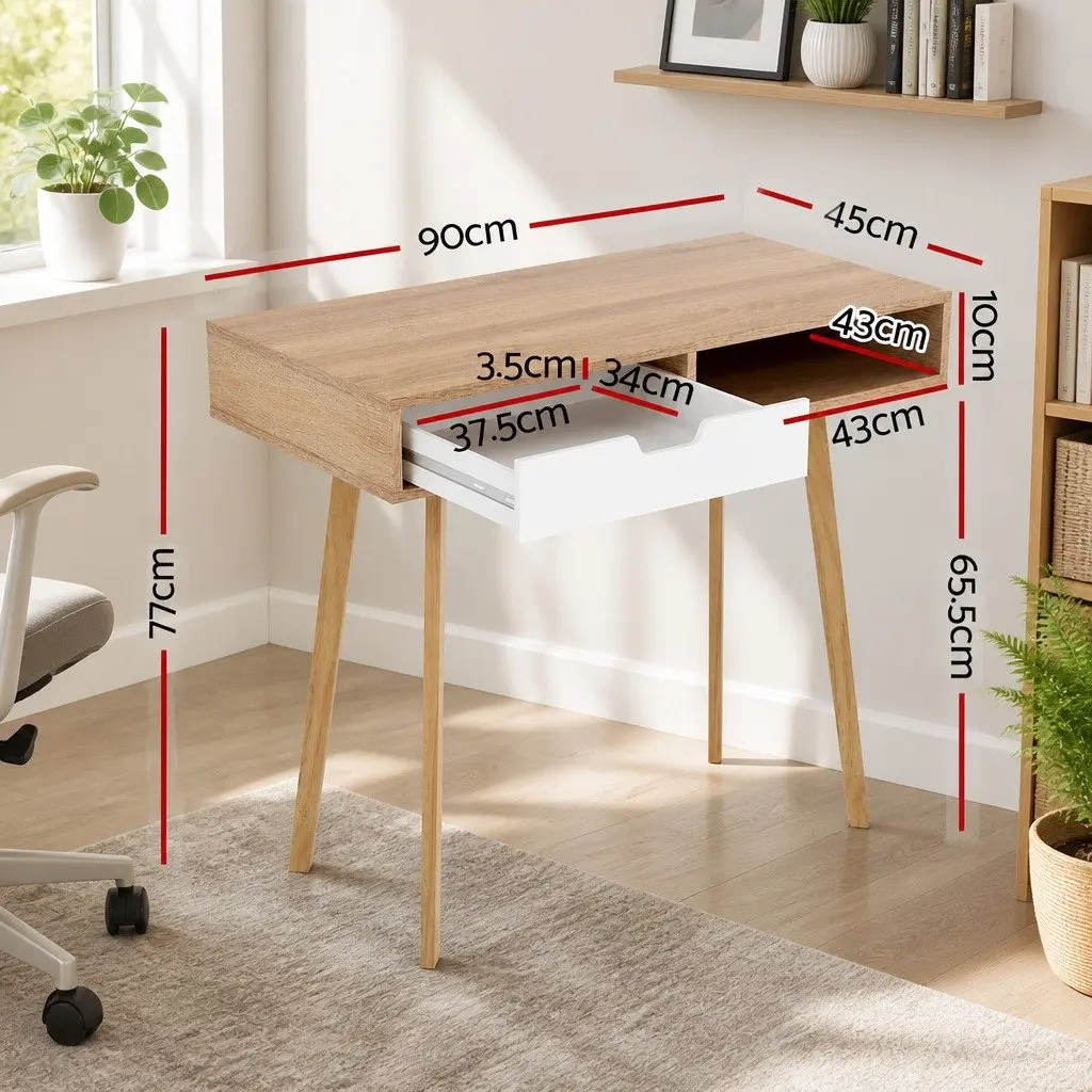 Oak White Computer Desk