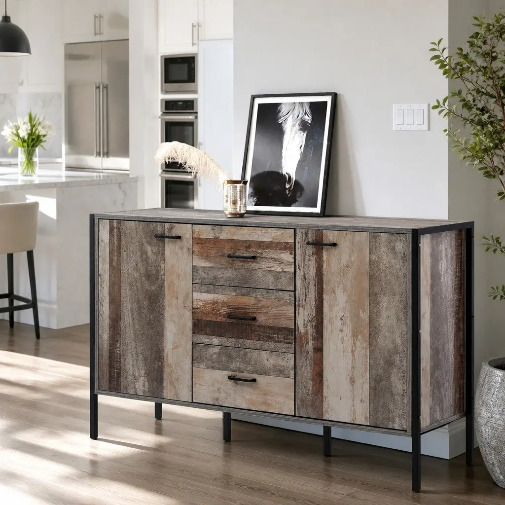 Wooden Sideboard Buffet Cabinet Storage Dark Grey 123cm W x 39cm D x 79cm H