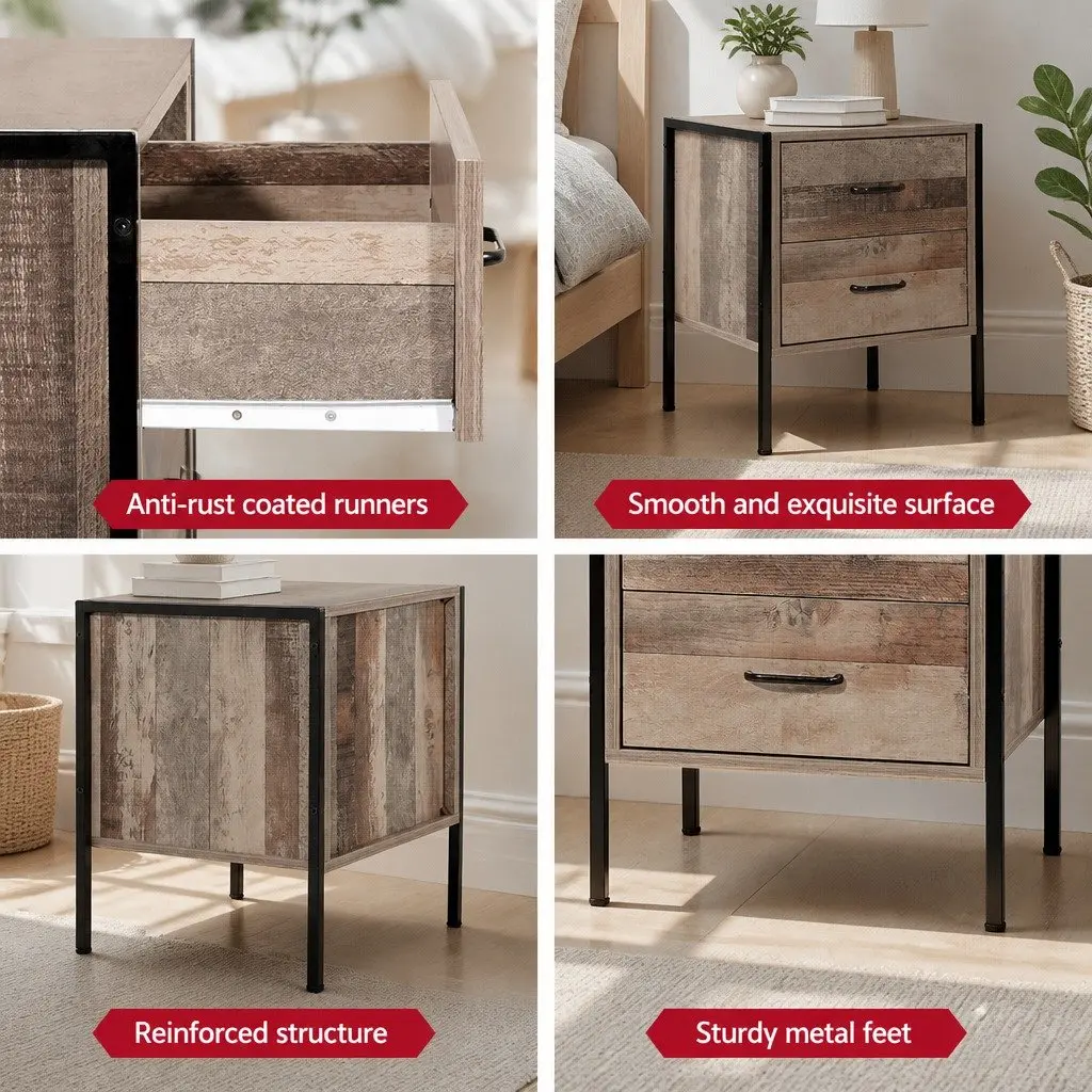 Bedside Table with 2 Drawers