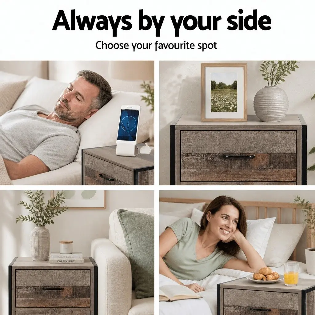 Bedside Table with 2 Drawers