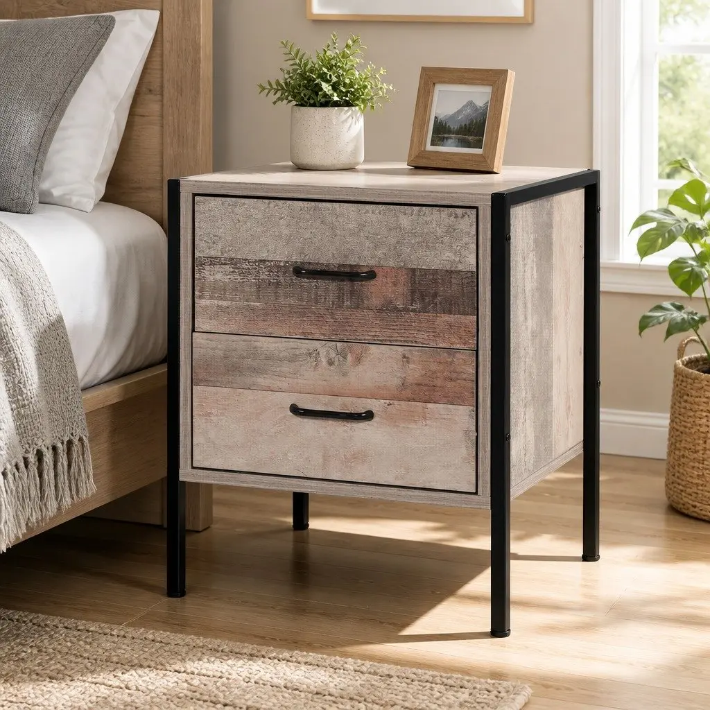 Bedside Table with 2 Drawers