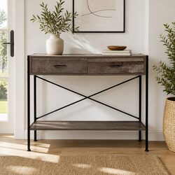 Console Table 2 Drawers Storage Hallway Entry Display Shelf Particle Board