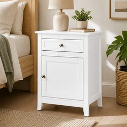 Bedside Table Side Cabinet Nightstand with Storage Drawers White Furniture