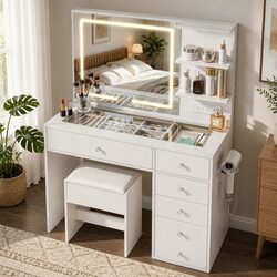 Your New LED Vanity Table & Stool for Makeup Prep