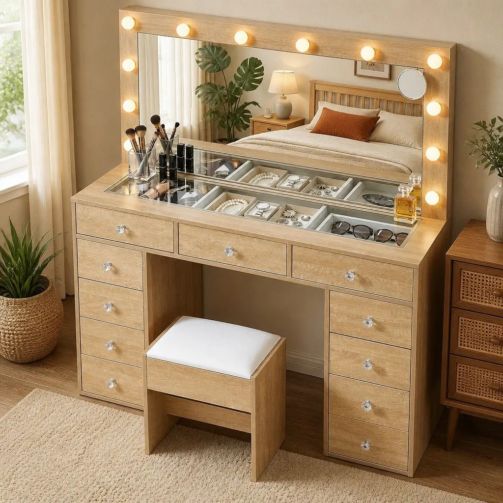 Dressing Vanity Desk with LED Mirror