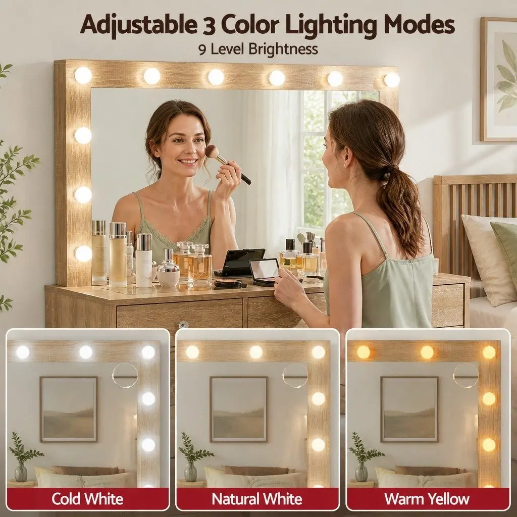 Dressing Vanity Desk with LED Mirror