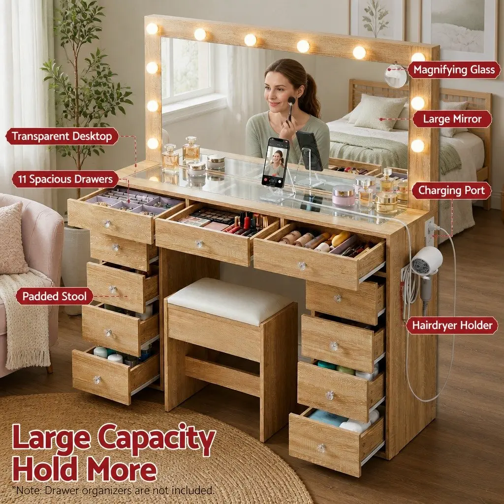Dressing Vanity Desk with LED Mirror
