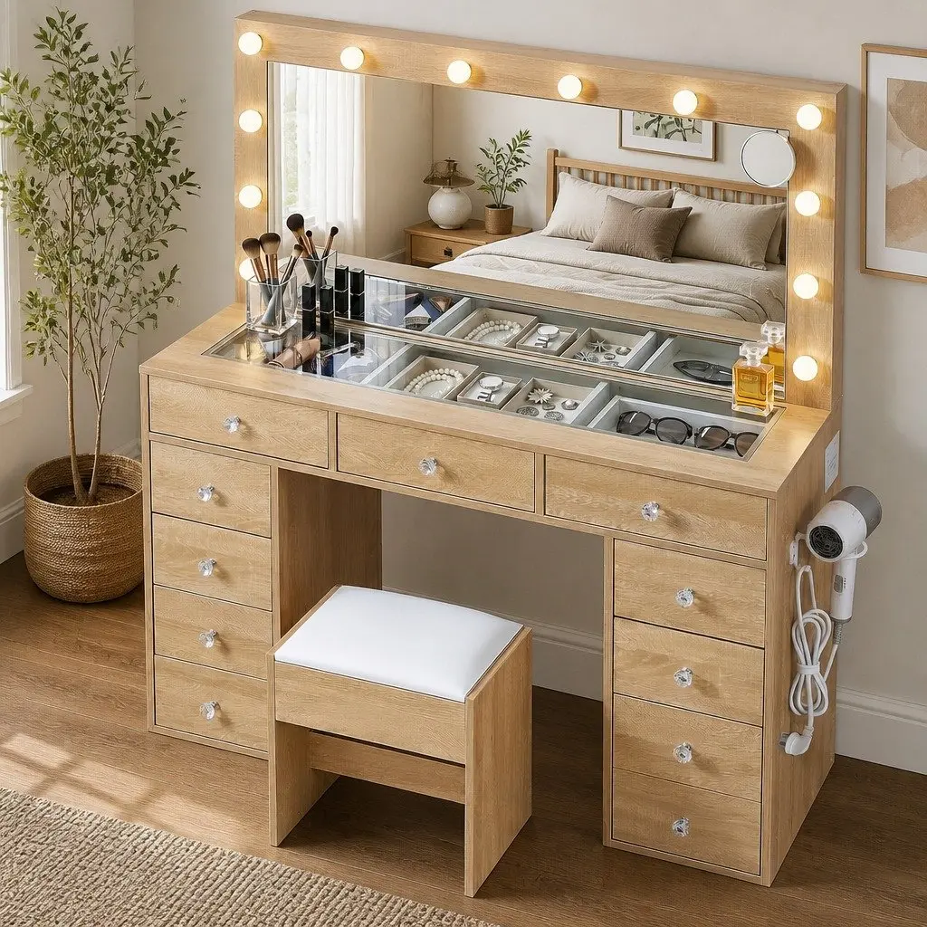 Dressing Vanity Desk with LED Mirror