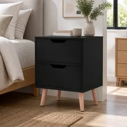 Your New Black Bedside Table with Two Drawers Awaits