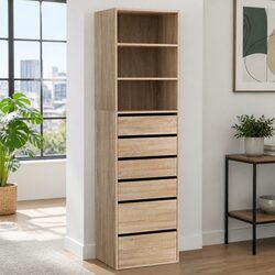 Chest of Drawers Tallboy 6 Storage Drawers Pine Bedroom Cabinet Dresser