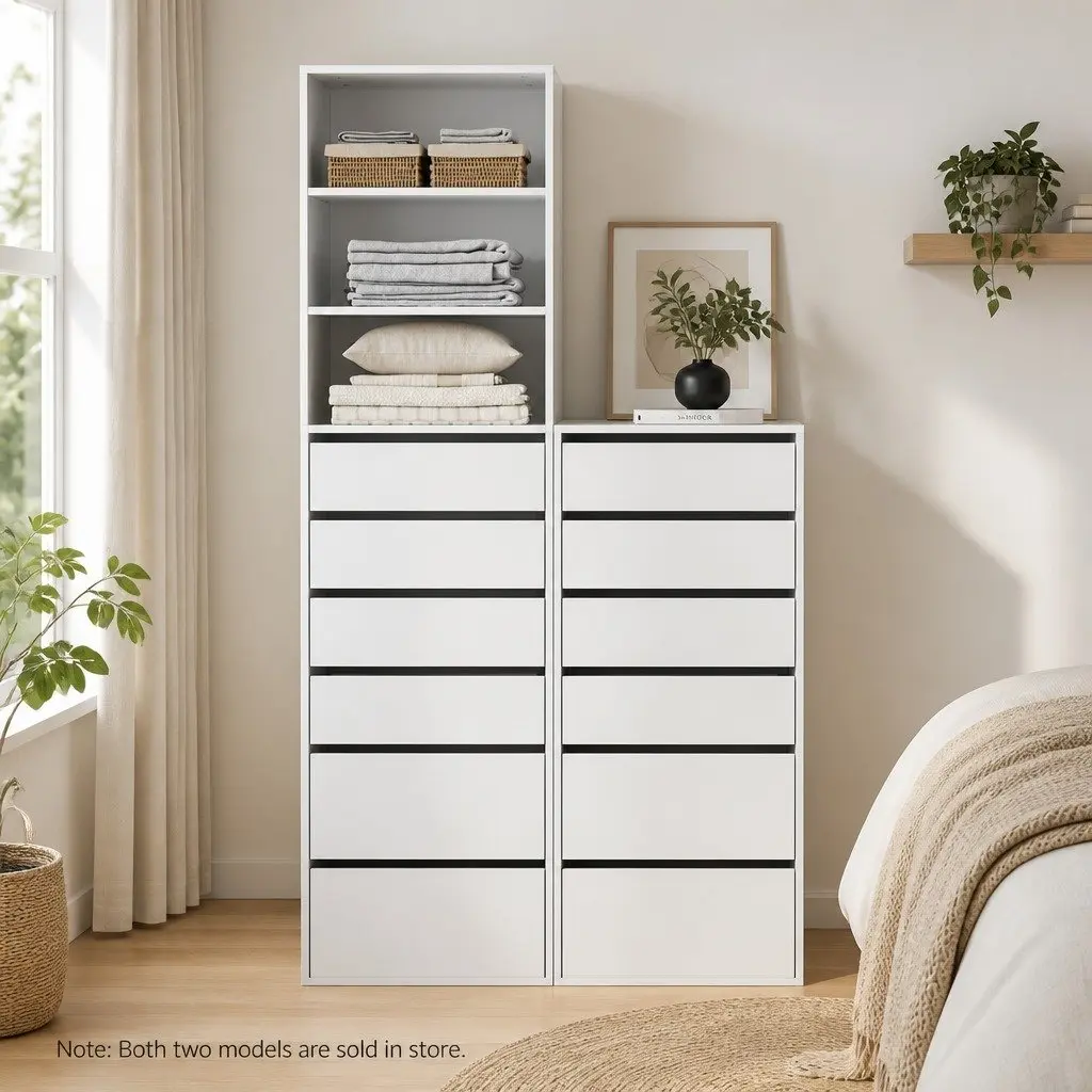 6 Drawer Chest of Drawers Tallboy Cabinet Storage Bedroom White