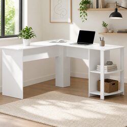 Your New L-Shape Desk: Open Shelves and Cable Management