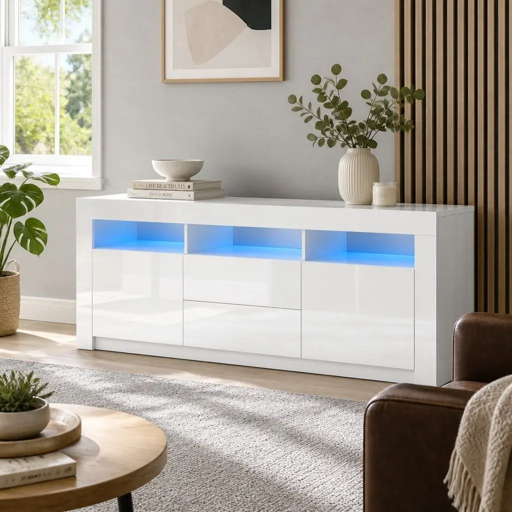 160cm Entertainment Unit with Customizable LED
