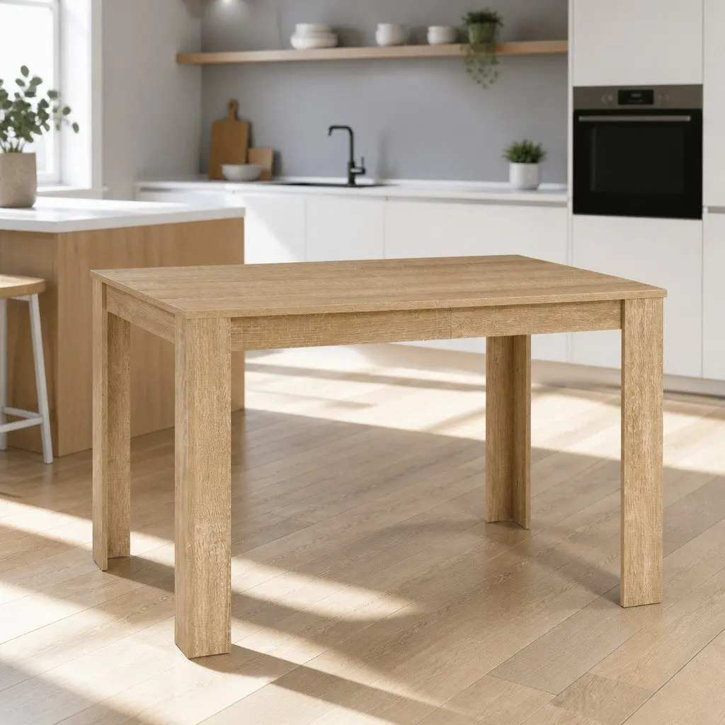 Dining Table Rectangular 4 Seater 120CM Oak Natural Wood Grain Kitchen Furniture