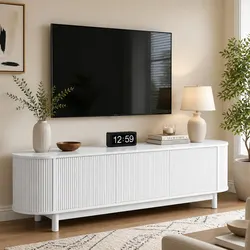 TV Entertainment Unit Storage Cabinet 160cm White Media Shelves Living Room