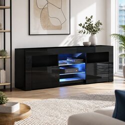 Friendly 160cm Black LED TV Console with Open Storage